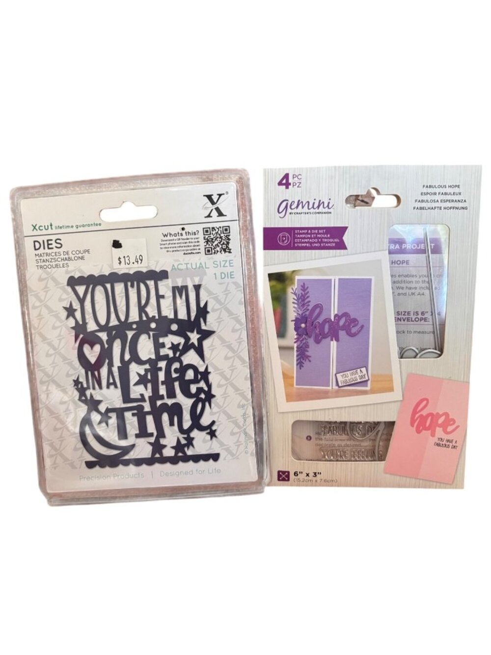 Youre Only Once In A Lifetime Xcut Die & Gemini Fabulous Hope 4pc Stamp & Die